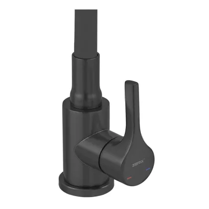 Змішувач для кухні ZERIX REX-011 BLACK REFL.BLACK з нерж. сталі (Колір чорний+силіконовий вилив чорний) (ZX6132) — Photo 5