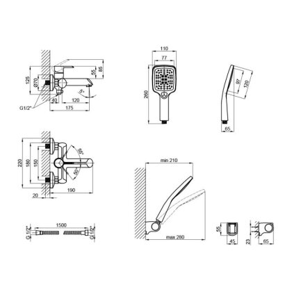 Змішувач для ванни Qtap Grand (з душовим гарнітуром) QTGRACRM006 Chrome — Photo 1