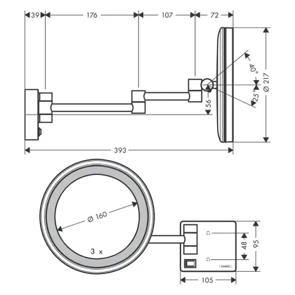 Косметичне дзеркало HANSGROHE ADDSTORIS 41790670, чорний — Photo 1