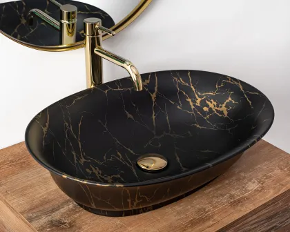 Умивальник (раковина) REA ROMA BLACK MARBLE MATТ накладний * — Photo 1
