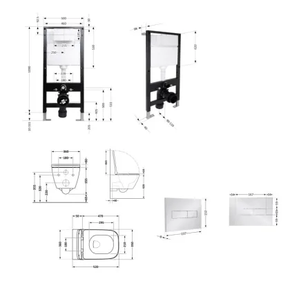 Готове рішення Qtap для ванної кімнати: підвісний унітаз Crow Rimless 520x360x290 + комплект інсталяції Standard (лінійна клавіша Chrome) — Photo 1