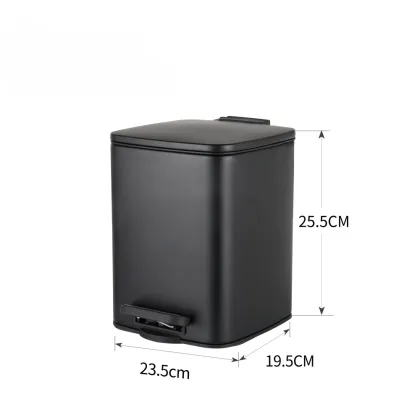Відро для сміття з плавним закриттям квадратне ZERIX KUBIX-TC0106 BLACK 6 л (колір чорний) (ZX5890) — Photo 6