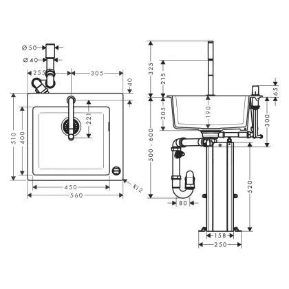 Кухонна мийка кам`яна HANSGROHE C51-F450-06 43217000 — Photo 1