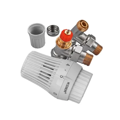 Комплект для підключення радіатора Koer SET-23 - 1/2'' кутовий з термоголовкою, клікове кріплення (KR5284) — Photo 1