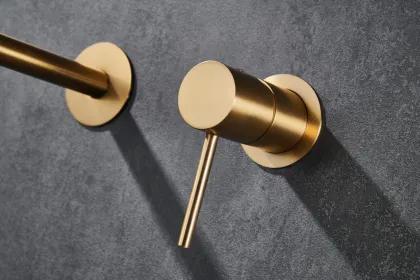 IMEX MONZA BRUSHED GOLD Змішувач для умивальника зі стіни, PVD матове золото — Photo 2
