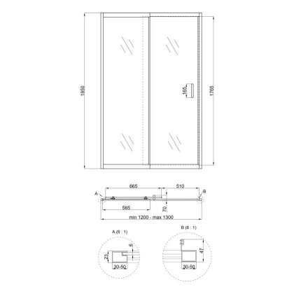 Душові двері в нішу Qtap Taurus CRM2012-13.C6 120-130x185 см, скло Clear 6 мм, покриття CalcLess — Photo 1