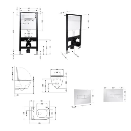 Готове рішення Qtap для ванної кімнати: підвісний унітаз Crow Ultra Quiet 485x340x290 + комплект інсталяції Standard (лінійна клавіша Chrome) — Photo 1