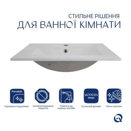 Комплект Albatross: Раковина врізна меблева 620x460x180 мм, White, прямокутна + Донний клапан Pop-up PU02O — Photo 2