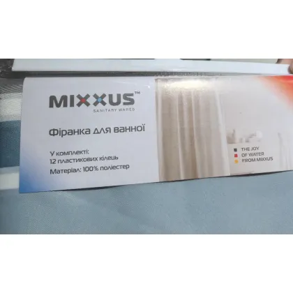 Шторка для ванної Mixxus SCT-016-180x180 з поліестеру (Візерунок "Смужка" біло-блакитна) (AC3586) — Photo 2