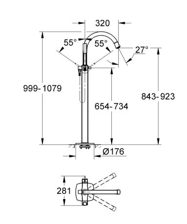 Підлоговий змішувач для ванни Grohe Grandera (23318000) — Photo 2