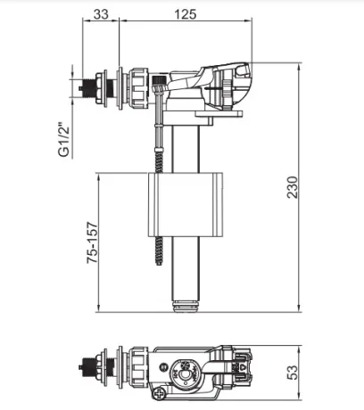 Арматура наповнювальна Koer KT-0105-1/2" з боковим підключенням (KR5334) — Photo 1