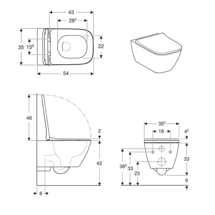 SMYLE Square унітаз підвісний Rimfree, воронкоподібний, закрита форма, з сидінням з кришкою — Photo 1
