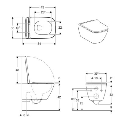 SMYLE Square унітаз підвісний Rimfree, воронкоподібний, закрита форма, з сидінням з кришкою — Photo 1