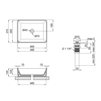 Раковина-чаша Qtap Tern 475х370х140 Matt black з донним клапаном QT172074MBMB — Photo 1