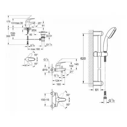 Набір для ванни 3 в 1 Grohe EX Euroeco (123226S0) — Photo 1