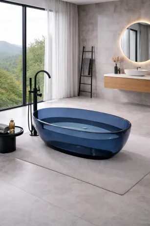 Ванна VBI VESUVIO BLUE 170 x 78 окремостояча скляна — Photo 2