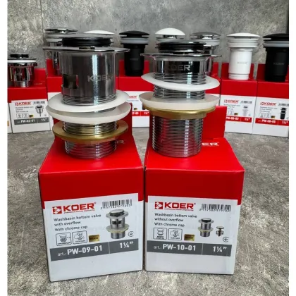 Донний клапан для раковини Koer PW-09-01 1 1/4'' з переливом автоматичний СLICK-СLACK (Колір хром) (KR5796) — Photo 5