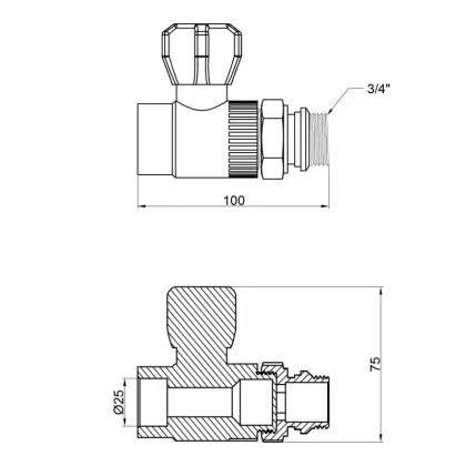 Кран кульовий радіаторний PPR Thermo Alliance 25х3/4" прямий — Photo 1