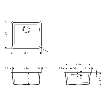 Кухонная мийка кам&#039;яна HANSGROHE 43431170, чорний — Photo 1