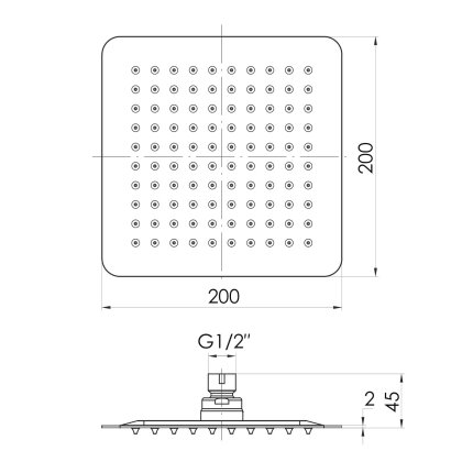 Душ верхній 200х200 мм, 2 мм, сталь. — Photo 1