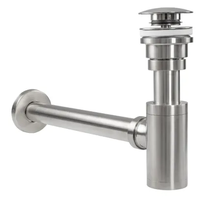 Сифон для раковини REA NICKEL BRUSHED універсальний + CLICK-CLACK * — Photo 2
