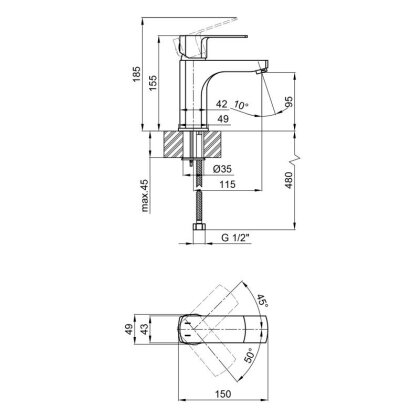 Змішувач для раковини Qtap Lipno QTLIPNO1023101G Graphite — Photo 1