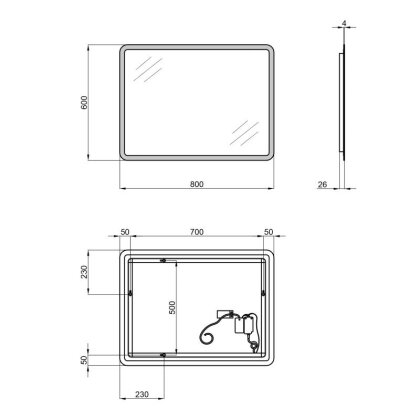 Дзеркало Qtap Tern 600x800 з LED-підсвічуванням, Reverse QT177814276080W — Photo 1