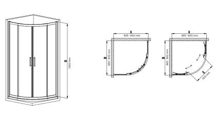 Душова кабіна без піддону Mixxus Premium DIVERSE SC01-90x90x195-TR Black прозоре скло 5мм (MI6860) — Photo 3