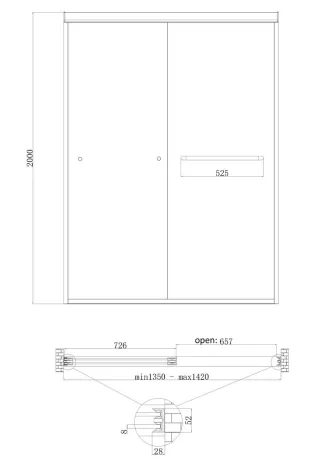 Двері в нішу Koer SR SD03-140x200-TR-01 прозоре скло Easy Clean 8мм, хром (KR5385) — Photo 7