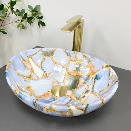 Умивальник (раковина) VBI PARMA MARBLE BLUE GLOSSY накладний — Photo 2