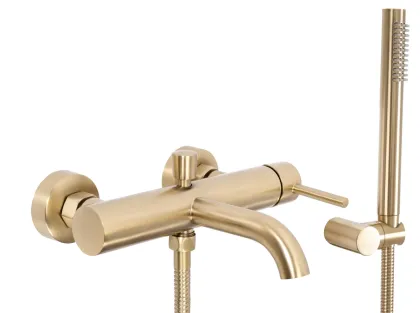 Змішувач для ванни та душу REA LUNGO BRUSHED GOLD настінний з виливом