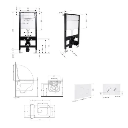 Готове рішення Qtap для ванної кімнати: підвісний унітаз Gemini Ultra Quiet 520x360x350 + комплект інсталяції Standard (кругла клавіша White) — Photo 1
