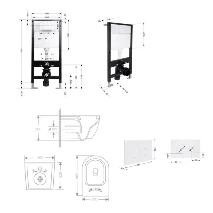 Готове рішення Qtap для ванної кімнати: підвісний унітаз Jay Rimless 485x360x320 + комплект інсталяції Standard (кругла клавіша White) — Photo 1
