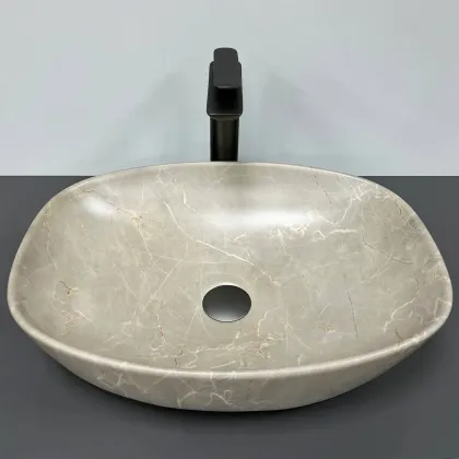 Умивальник (раковина) VBI OLBIA BEIGE STONE MATT накладний — Photo 2