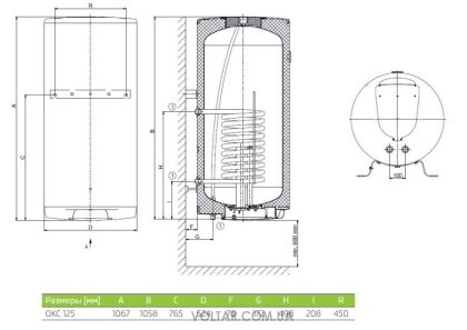 Бойлер комб. навісн., верт. OKC125 теплообм. 0,7м2 model 2016 — Photo 1