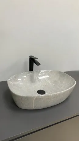 Умивальник (раковина) VBI OLBIA GREY STONE GLOSSY накладний — Photo 2