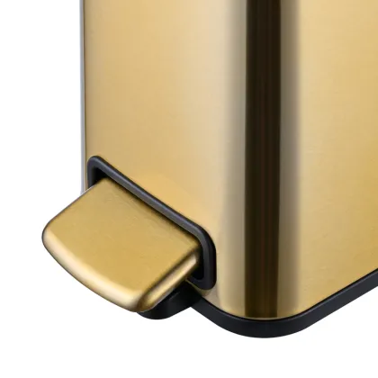 Відро для сміття з плавним закриттям прямокутне Mixxus Premium Quadro-TC0105 Brushed Gold 5 л (колір матове золото) (MI8394) — Photo 1