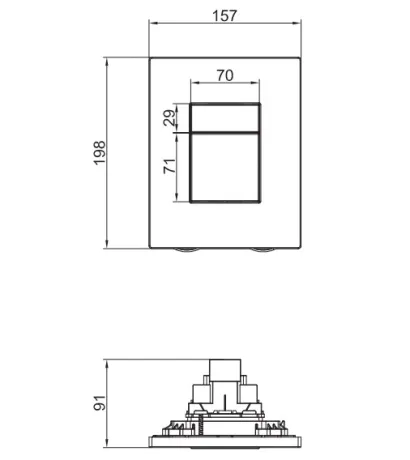 Панель змиву пластикова Koer KT-0607-07 157x198x3mm, кнопка квадратна — Photo 3
