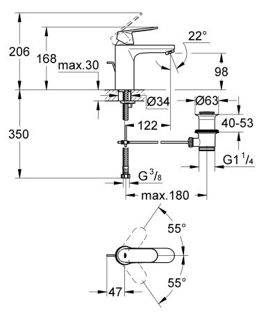 Змішувач для раковини M-розміру Grohe Eurosmart Cosmopolitan (23325000) — Photo 1
