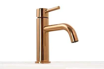 Змішувач для раковини (умивальника) REA LUNGO ROSE GOLD рожеве золото низький — Photo 4