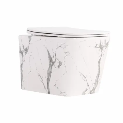 Унітаз підвісний Tern Ultra Quiet 490×365×325 мм, Marble, з сидінням Slim Duroplast / Soft-close / Quick Release QT17332303ASMR Qtap