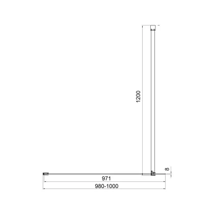Нерухома стінка Walk-IN 1000х2000мм chrome, скло 8мм clear — Photo 2
