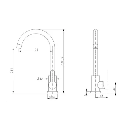 Змішувач для кухні U-образний Brinex Pure 015F U-образний Nickel BRIPUR015FNKL — Photo 1