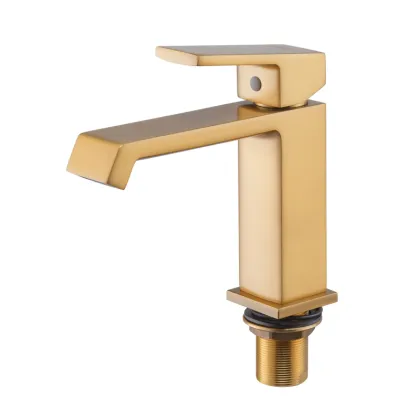 Змішувач для умивальника HAIBA GAUDI 001 BRUSHED GOLD (HB9583) — Photo 1