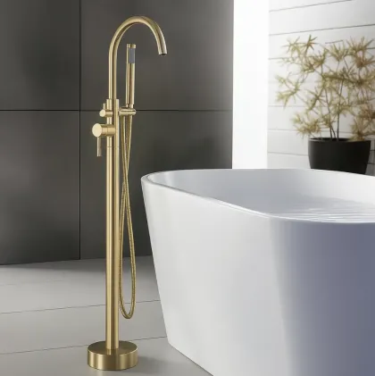 Змішувач для ванни REA LUNGO BRUSHED GOLD підлоговий — Photo 1