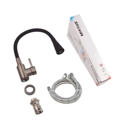 Змішувач для кухні з нерж. сталі SUS304 MIXXUS SEO-011-T GRAPHITE REFL.BLACK (Колір графіт+силік. вилив чорний) (MI8434) — Photo 3