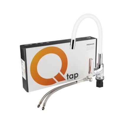 Змішувач для кухні Qtap Linea з гнучким виливом QTLINCRW007F Chrome/White — Photo 5