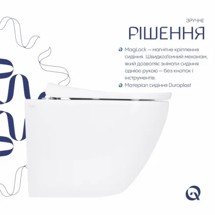 Унітаз підвісний Qtap Robin ML Ultra Quiet 490x365x325 мм, з сидінням Soft-close MagLock, White QTROBML26W49621 — Photo 3