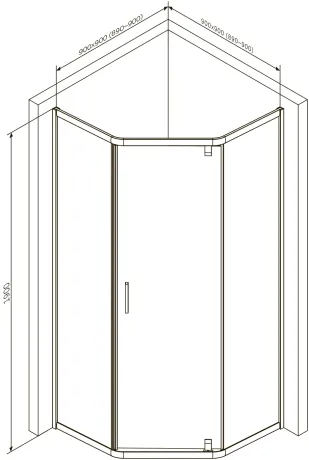 Душеве огородження 5-corner Pivot 90x90 см, без піддону AM.PM W90UG-405-090MT Gem — Photo 8