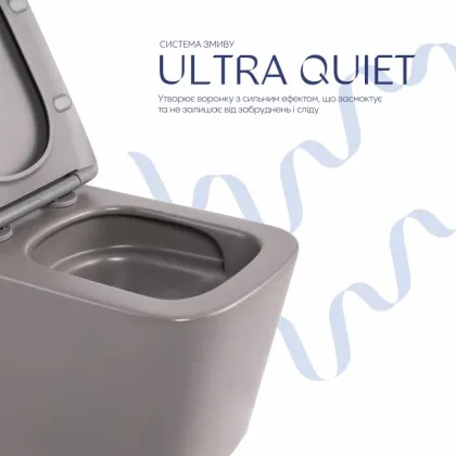 Унітаз підвісний Tern Ultra Quiet 490×365×325 мм, Stone Grey, з сидінням Slim Duroplast / Soft-close / Quick Release QT17332303ASSG Qtap — Photo 4